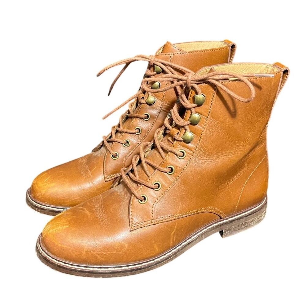 Madewell The Kellie Lace-Up Boot in Dried Maple Leather Shoes Womens Size 6